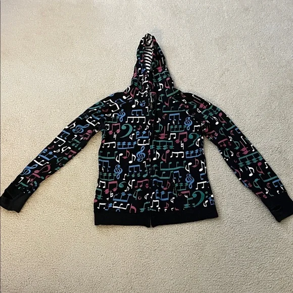 Vintage Delia’s Zip Up Hoodie With Musical Note Design, Size M - Picture 1 of 9